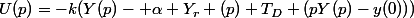 U(p)=-k(Y(p)- \alpha Y_r (p)+T_D (pY(p)-y(0)))