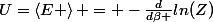 U=\left<E \right> = -\frac{d}{d\beta }ln(Z)