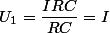 U_{1}=\dfrac{IRC}{RC}=I