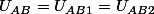 U_{AB}=U_{AB1}=U_{AB2}