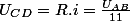 U_{CD}=R.i=\frac{U_{AB}}{11}