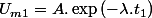 U_{m1}=A.\exp\left(-\lambda.t_{1}\right)