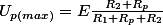 U_{p(max)}=E\frac{R_{2}+R_{p}}{R_{1}+R_{p}+R_{2}}