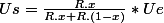 Us=\frac{R.x}{R.x+R.(1-x)}*Ue