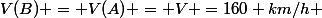 V(B) = V(A) = V =160 km/h 