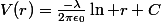 V(r)=\frac{-\lambda}{2\pi\epsilon_0}\ln r+C