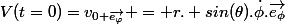 V(t=0)=v_{0 \overrightarrow{e_{\varphi}}} = r. sin(\theta).\dot{\phi}.\overrightarrow{e_{\phi}}