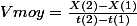 V{moy}=\frac{X(2)-X(1)}{t(2)-t(1)}