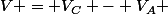 V = V_C - V_A 