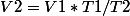 V2=V1*T1/T2
