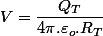 V=\dfrac{Q_{T}}{4\pi.\varepsilon_{o}.R_{T}}