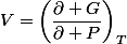 V=\left(\dfrac{\partial G}{\partial P}\right)_{T}