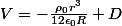 V=-\frac{\rho_{0}r^{3}}{12\epsilon_{0}R}+D