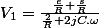V_{1}=\frac{\frac{e}{R}+\frac{s}{R}}{\frac{2}{R}+2jC.\omega}