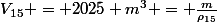 V_{15} = 2025 m^3 = \frac{m}{\rho_{15}}