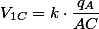 V_{1C}=k\cdot\dfrac{q_{A}}{AC}