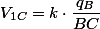 V_{1C}=k\cdot\dfrac{q_{B}}{BC}