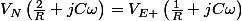 V_{N}\left(\frac{2}{R}+jC\omega\right)=V_{E+}\left(\frac{1}{R}+jC\omega\right)