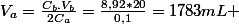 V_{a}=\frac{C_{b}.V_{b}}{2C_{a}}=\frac{8,92*20}{0,1}=1783mL 