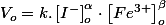 V_{o}=k.\left[I^{-}\right]_{o}^{\alpha}\cdot\left[Fe^{3+}\right]_{o}^{\beta}
