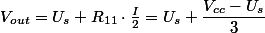 V_{out}=U_{s}+R_{11}\cdot\frac{I}{2}=U_{s}+\dfrac{V_{cc}-U_{s}}{3}
