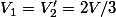 V_1=V'_2=2V/3