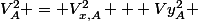 V_A^2 = V^2_{x,A} + Vy^2_A 
