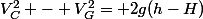 V_C^2 - V_G^2= 2g(h-H)
