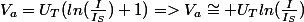 V_a=U_T(ln(\frac{I}{I_S})+1)=>V_a\cong U_Tln(\frac{I}{I_S});