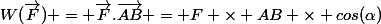 W(\vec{F}) = \vec{F}.\vec{AB} = F \times AB \times cos(\alpha)