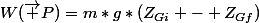 W(\vec P)=m*g*(Z_{Gi} - Z_{Gf})