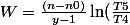 W=\frac{(n-n0)}{y-1}\ln(\frac{T5}{T4}