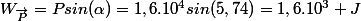 W_{\vec{P}}=Psin(\alpha)=1,6.10^{4}sin(5,74)=1,6.10^{3} J