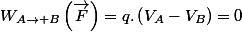 W_{A\rightarrow B}\left(\overrightarrow{F}\right)=q.\left(V_{A}-V_{B}\right)=0