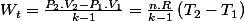 W_{t}=\frac{P_{2}.V_{2}-P_{1}.V_{1}}{k-1}=\frac{n.R}{k-1}\left(T_{2}-T_{1}\right)