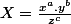 X=\frac{x^{a}.y^{b}}{z^{c}}