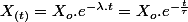 X_{(t)}=X_{o}.e^{-\lambda.t}=X_{o}.e^{-\frac{t}{\tau}}