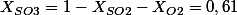 X_{SO3}=1-X_{SO2}-X_{O2}=0,61