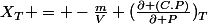 X_{T} = -\frac{m}{V} (\frac{\partial (C.P)}{\partial P})_{T}