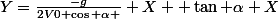 Y=\frac{-g}{2V0 \cos \alpha } X +\tan \alpha X