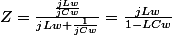 Z=\frac{\frac{jLw}{jCw}}{jLw+\frac{1}{jCw}}=\frac{jLw}{1-LCw}