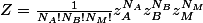 Z=\frac{1}{N_A!N_B!N_M!}z_A^{N_A}z_B^{N_B}z_M^{N_M}
