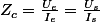 Z_{c}=\frac{U_{e}}{I_{e}}=\frac{U_{s}}{I_{s}}