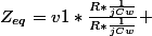 Z_{eq}=v1*\frac{R*\frac{1}{jCw}}{R*\frac{1}{jCw}} 