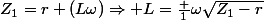 Z_1=r+(L\omega)\Rightarrow L=\frac {1}{\omega}\sqr{Z_1-r}