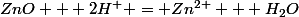 ZnO + 2H^{+} = Zn^{2+} + H_2O