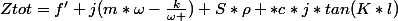 Ztot=f'+j(m*\omega-\frac{k}{\omega })+S*\rho *c*j*tan(K*l)