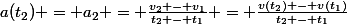 a(t_2) = a_2 = \frac{v_2 - v_1}{t_2 - t_1} = \frac{v(t_2) - v(t_1)}{t_2 - t_1}