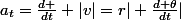 a_t=\frac{d }{dt} |v|=r| \frac{d \theta}{dt}|