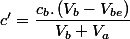 c'=\dfrac{c_{b}.\left(V_{b}-V_{be}\right)}{V_{b}+V_{a}}